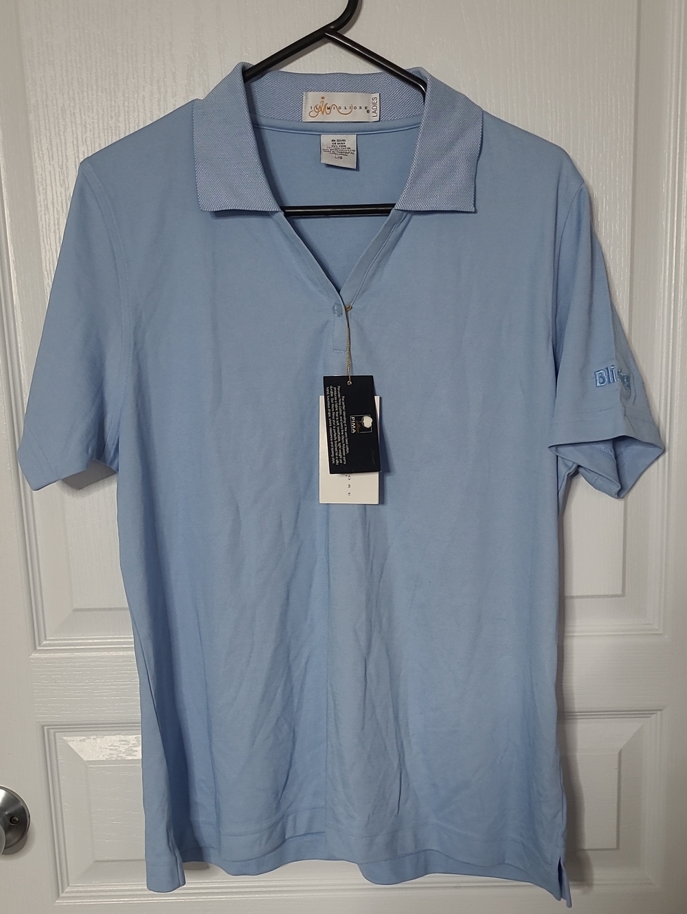 Women's Light Blue Promo Short Sleeve Polo Tee Blistex Logo